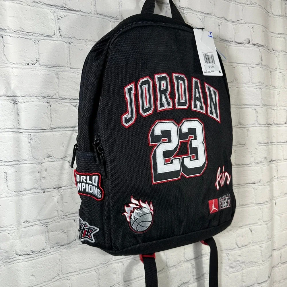 Jordan 23 Brand of Flight Backpack Black Red White‎ Patches BA6046-KRS New